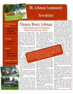 Mt. Lehman Community Newsletter Thomas Henry Lehman