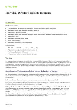 Individual Director`s Liability Insurance