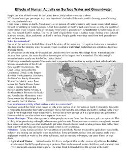 Effects of Human Activity on Surface Water and Groundwater