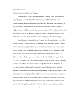 I. Literature Review Spokane History and Traditional Religion