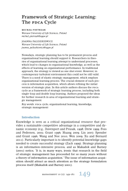 Framework of Strategic Learning: The pdca Cycle