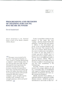 progressions and methods of training for young 800 metre