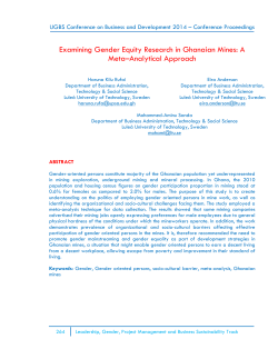 Examining Gender Equity Research in Ghanaian Mines: A Meta