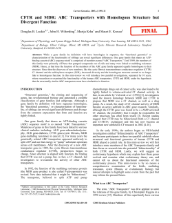 CFTR and MDR: ABC Transporters with Homologous Structure but
