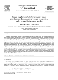 Single-supplier/multiple-buyer supply chain coordination