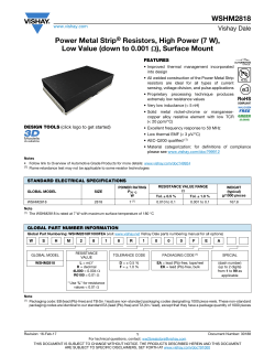 WSHM2818 Power Metal Strip&reg; Resistors, High Power (7 W), Low