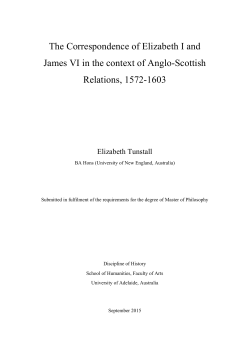 The Correspondence of Elizabeth I and James VI in the context of