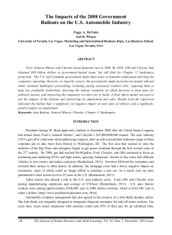 The Impacts of the 2008 Government Bailouts on the US Automobile