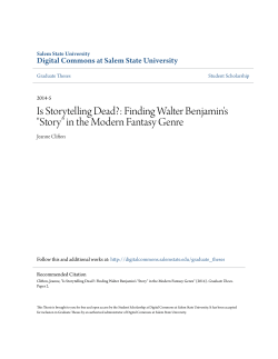 Is Storytelling Dead?: Finding Walter Benjamin`s "Story"