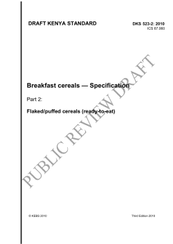 Breakfast cereals &mdash; Specification