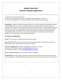 APUSH: 2016 Summer Reading Assignments