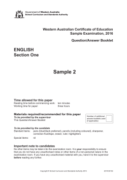 2016 sample 2 Section One Examination - SCSA