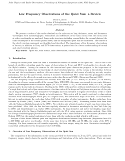 Low Frequency Observations of the Quiet Sun: a Review