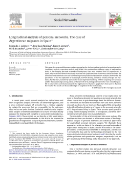 Social Networks Longitudinal analysis of personal networks. The