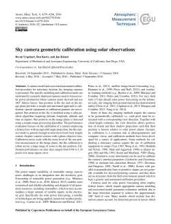 Sky camera geometric calibration using solar observations