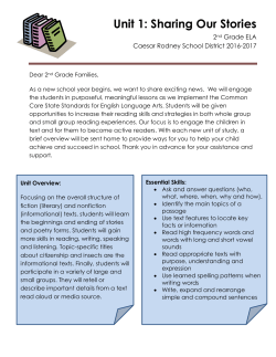 Unit 1: Sharing Our Stories - Caesar Rodney School District
