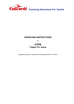 OPERATING INSTRUCTIONS Topper For Jeans