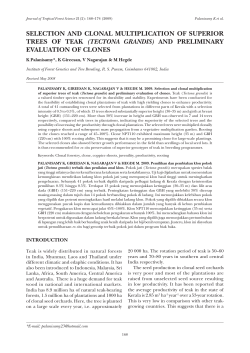 selection and clonal multiplication of superior trees of teak
