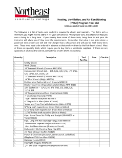 Heating, Ventilation, and Air Conditioning (HVAC) Program Tool List
