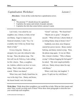 Capitalization Worksheet Lesson 1