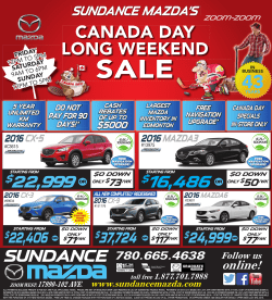 CANADA DAY LONG WEEKEND SUNDANCE