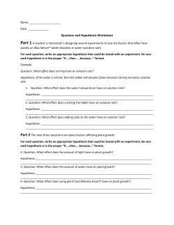 Question and Hypothesis Worksheet