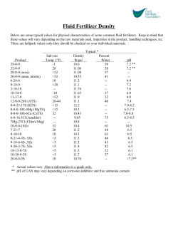 See Technical Article on Fluid Fertilizer Density