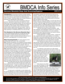 BMDCA Info Series - Bernese Mountain Dog Club of America