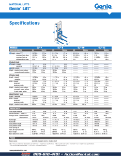Genie GL Specs - Action Rental