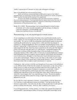 Phenomenology is art, not psychological or neural science