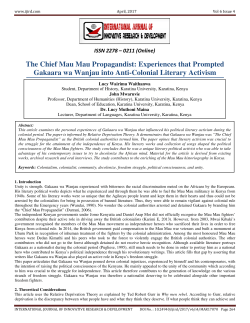The Chief Mau Mau Propagandist: Experiences that Prompted