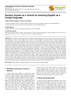 Nursery rhymes as a vehicle for teaching English as a