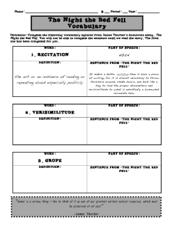 The Night the Bed Fell Vocabulary WS