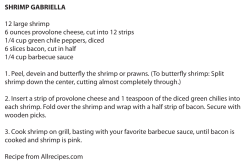 SHRIMP GABRIELLA 12 large shrimp 6 ounces provolone cheese