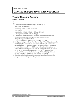 Chemical Equations and Reactions