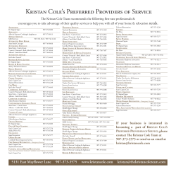 Kristan Cole`s Preferred Providers of Service