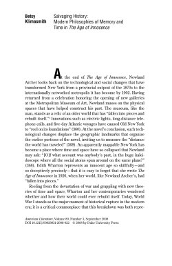 Salvaging History: Modern Philosophies of Memory and Time in The