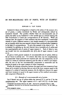 ON NON-MEASURABLE SETS OF POINTS, WITH AN EXAMPLE*