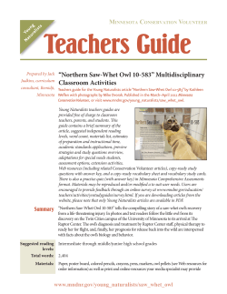 Northern Saw-Whet Owl 10-583 Teacher`s Guide