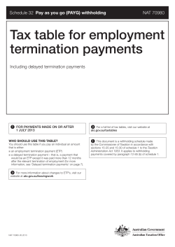 Tax table for employment termination payments