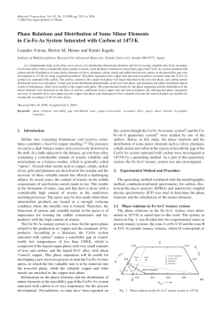 Phase Relations and Distribution of Some Minor Elements in Cu