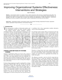 Improving Organizational Systems Effectiveness: Interventions