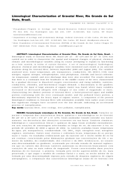 Limnological Characterization of Gravata&iacute; River, Rio Grande do Sul