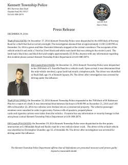Kennett Township Police Press Release
