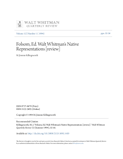 Folsom, Ed. Walt Whitman`s Native Representations [review]