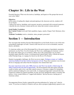 Chapter 16 : Life in the West Section 1 &mdash; Introduction