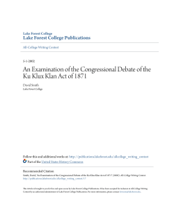 An Examination of the Congressional Debate of the Ku Klux Klan Act
