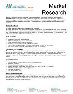 Market Research - Waterloo Region Small Business Centre