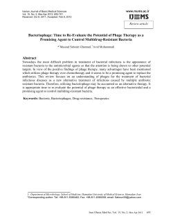 Bacteriophage: Time to Re-Evaluate the Potential of Phage Therapy