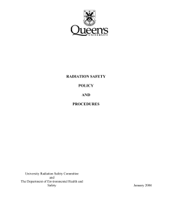 Radiation Safety Manual - Policies and Procedures